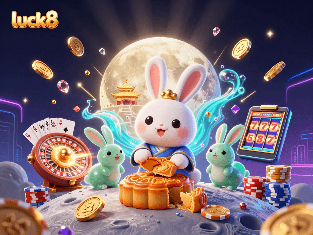 Experience luck8's exciting online gaming with vibrant 3D casino illustrations showcasing a lively atmosphere.