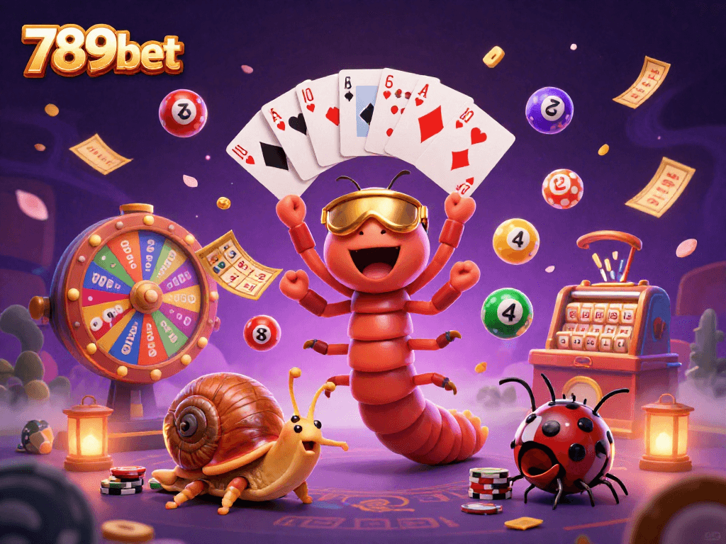Experience the thrill of 789bet with a lively casino scene featuring a charming millipede dealer.