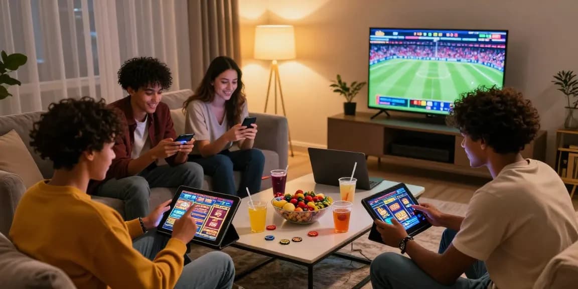 Winbox download latest version for an exciting online gaming experience with friends in a cozy living room.