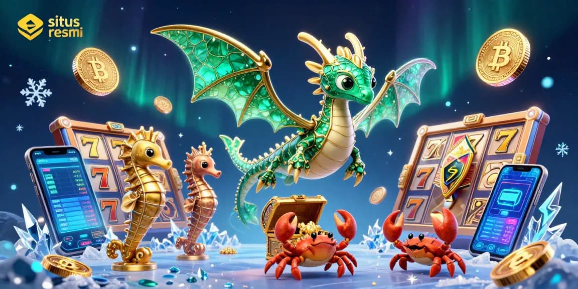 Spin the reels with situs slot resmi in this vibrant, 3D illustration showcasing rich casino elements.