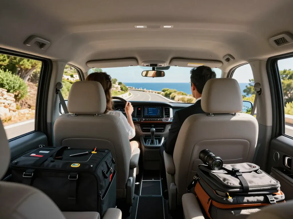 Trajet en Taxi St Tropez présentant un intérieur luxueux avec des vues côtières à couper le souffle.