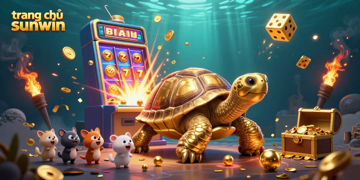 Experience the excitement of the trang chủ sunwin with a vibrant 3D illustration filled with games, jackpots, and fun!
