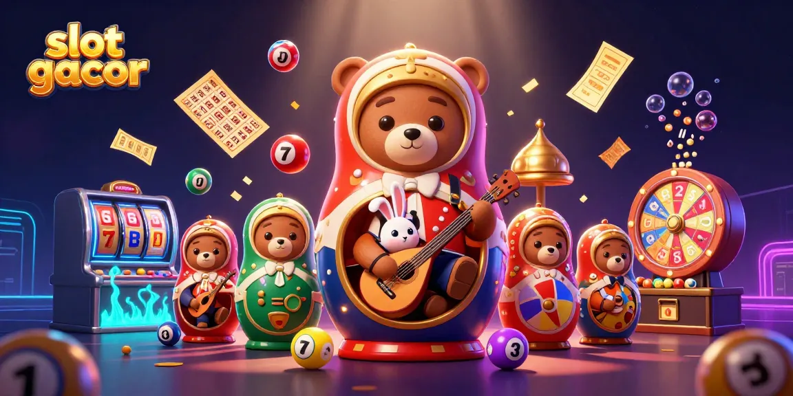 Engage in vibrant slot gacor excitement with a lively casino-themed 3D illustration featuring animated elements.