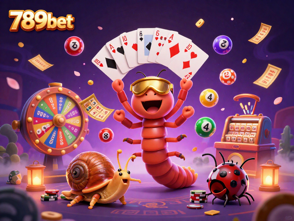 Experience the thrill of 789bet with a lively casino scene featuring a charming millipede dealer.