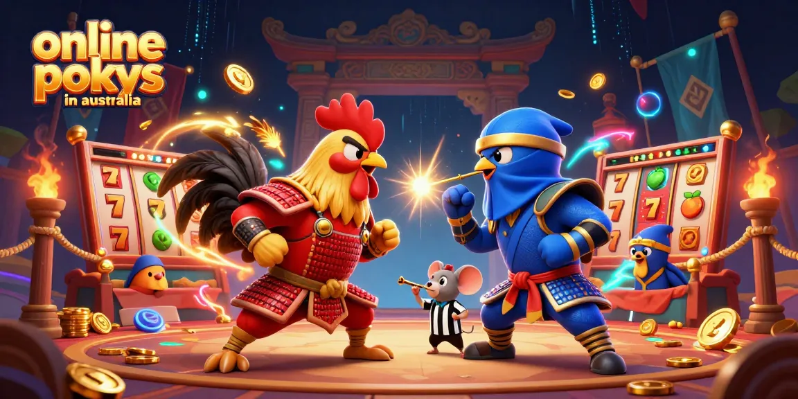 Engage in thrilling online pokies in Australia with dynamic characters and vibrant casino elements.