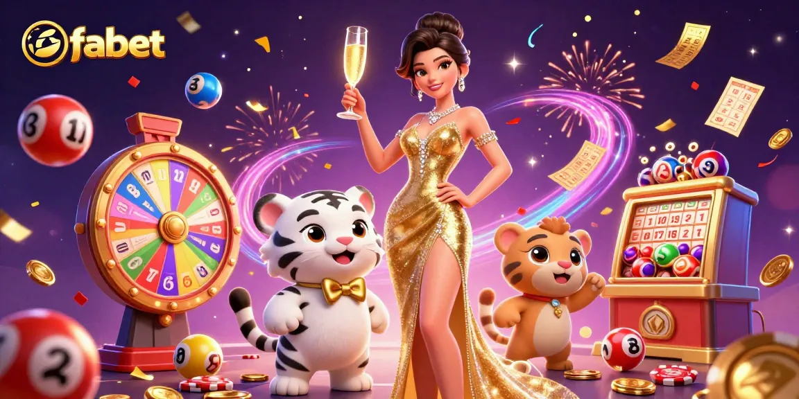 Experience the excitement of fabet with a glamorous casino scene featuring vibrant lottery elements.