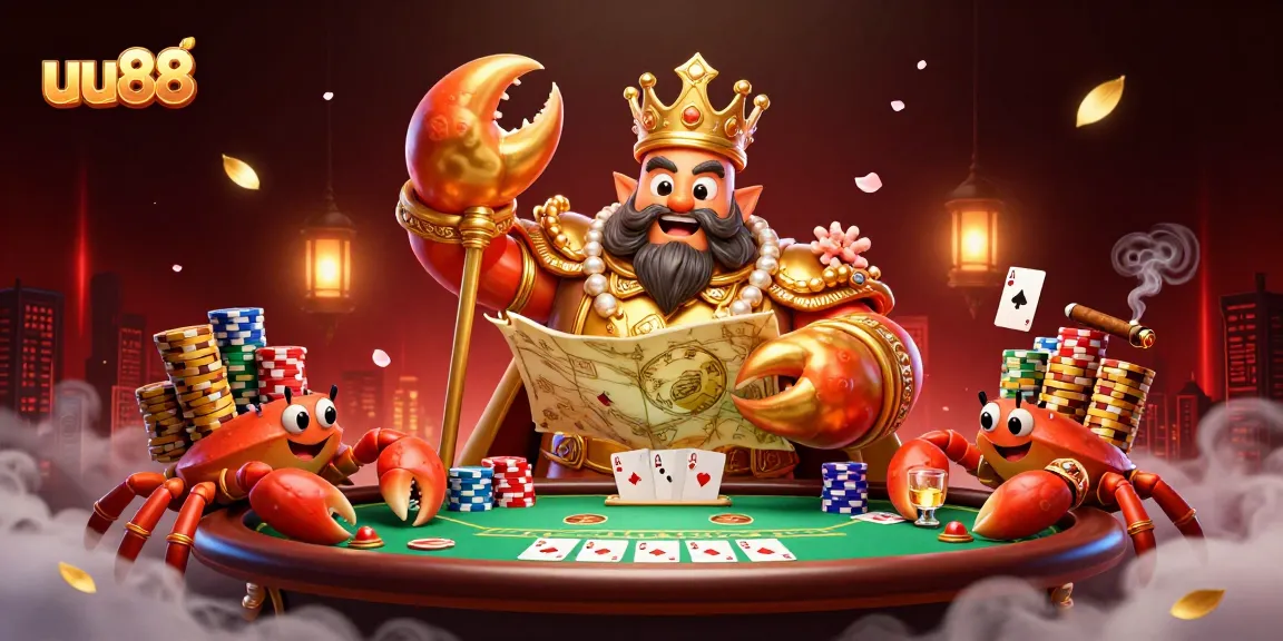 Experience thrilling games at uu88, where the golden crab emperor commands a scene filled with poker action.