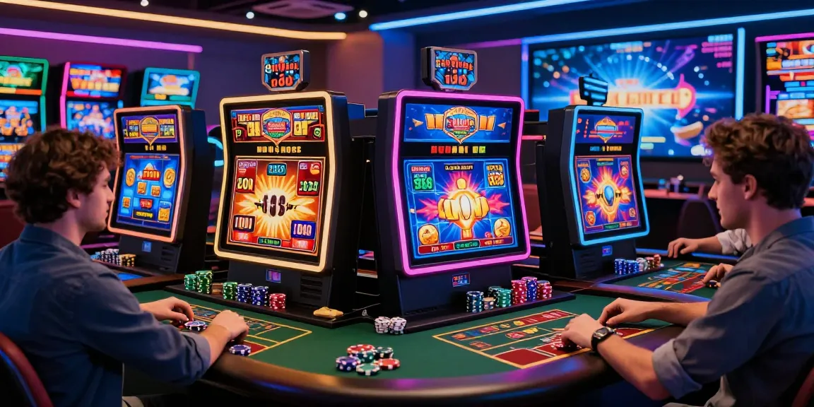 Giocatori immersi nei giochi dei casino non AAMS, che mostrano entusiasmo con visivi vivaci e un gameplay coinvolgente.