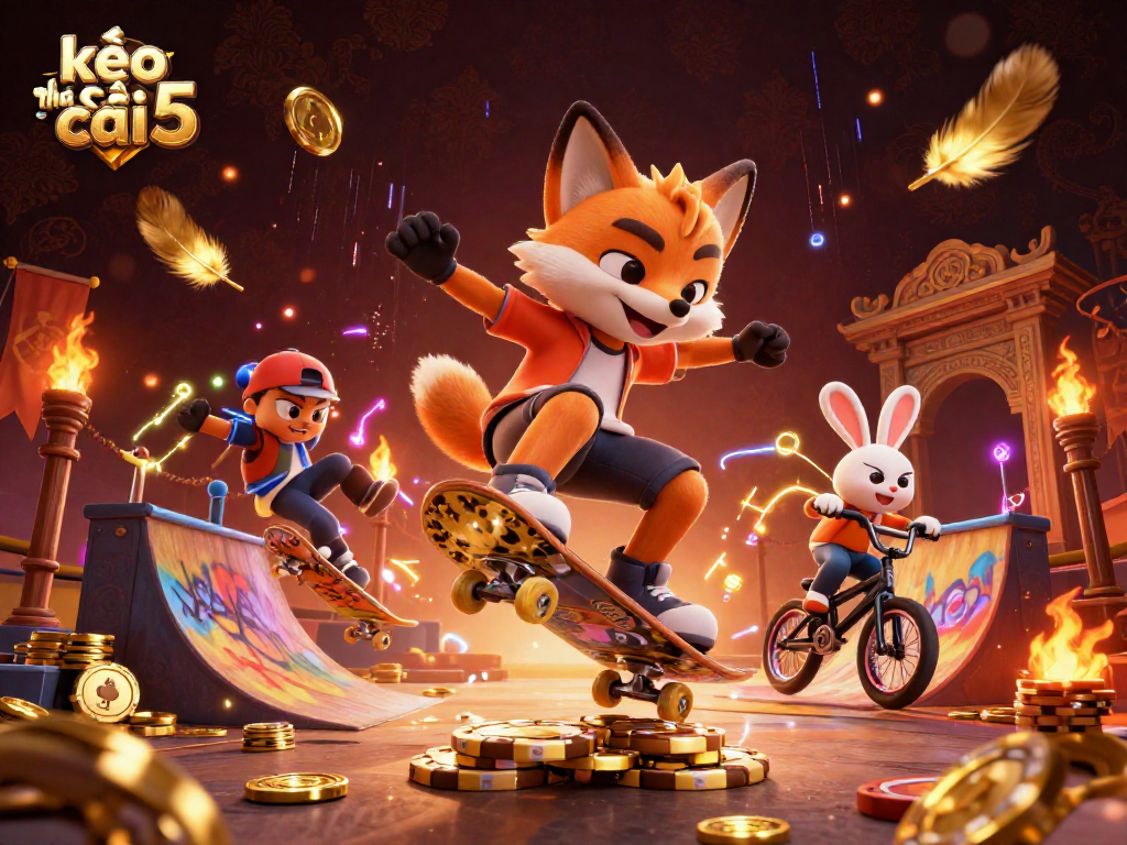 Experience thrilling gameplay at kèo nhà cái 5 with energetic characters and dynamic casino symbols.