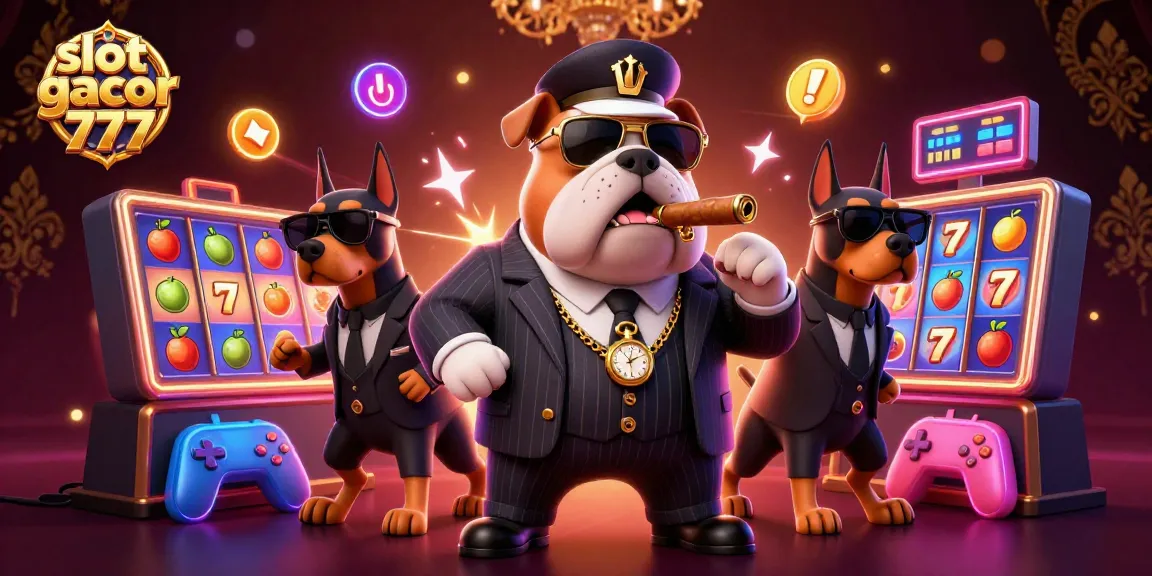 Engage with slot gacor 777 in a vibrant 3D casino scene showcasing colorful slot reels and a dynamic mafia boss.