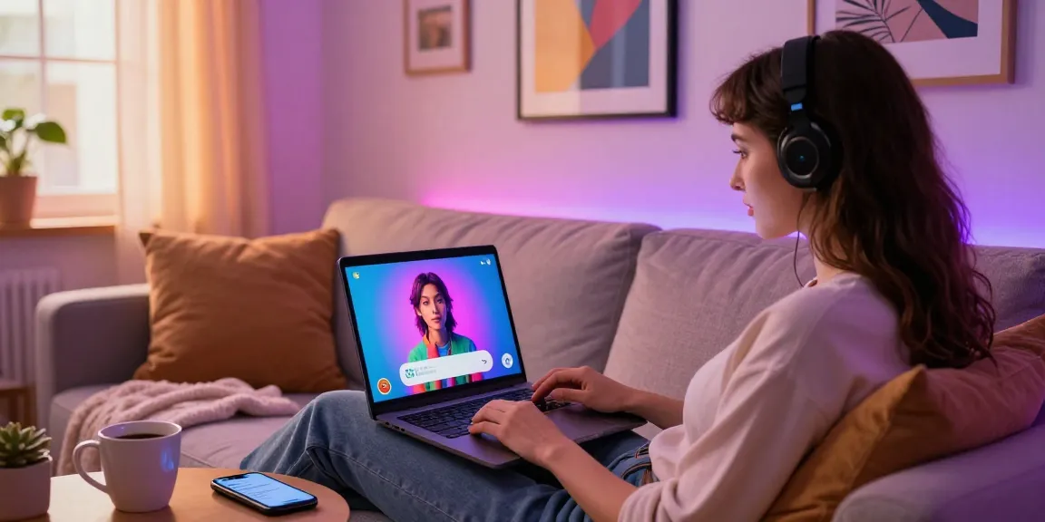 Engaging with AI NSFW chat in a cozy home setting.