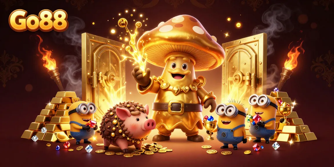 Engage with Go88 as the golden wizard casts spells of wealth amidst dazzling treasures.