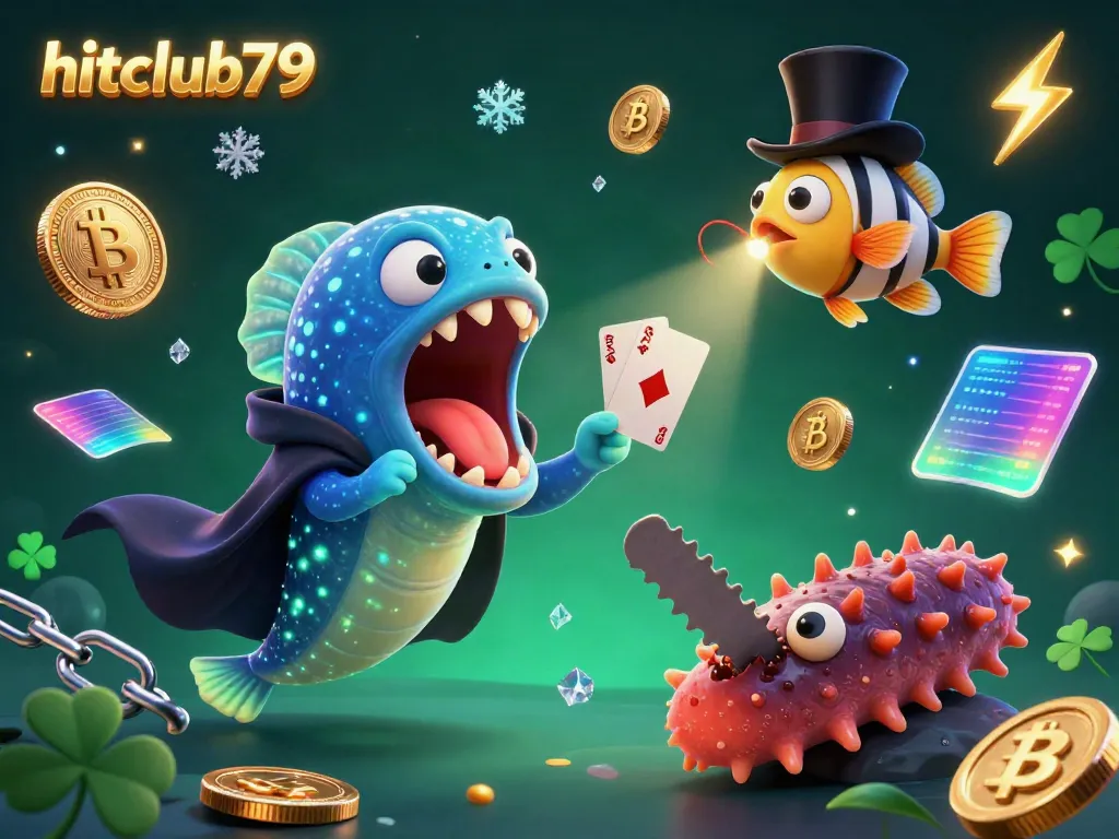 Experience thrilling magic at hitclub79 with unique characters performing epic card tricks in a vibrant casino scene.