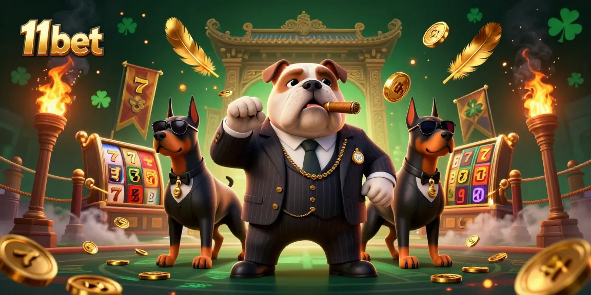 Engage with the thrilling gaming atmosphere at 11 bet featuring a charismatic mafia boss dog and dynamic casino elements.
