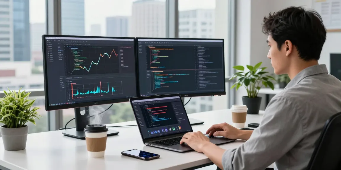 快连 software developer coding efficiently in a modern tech workspace.