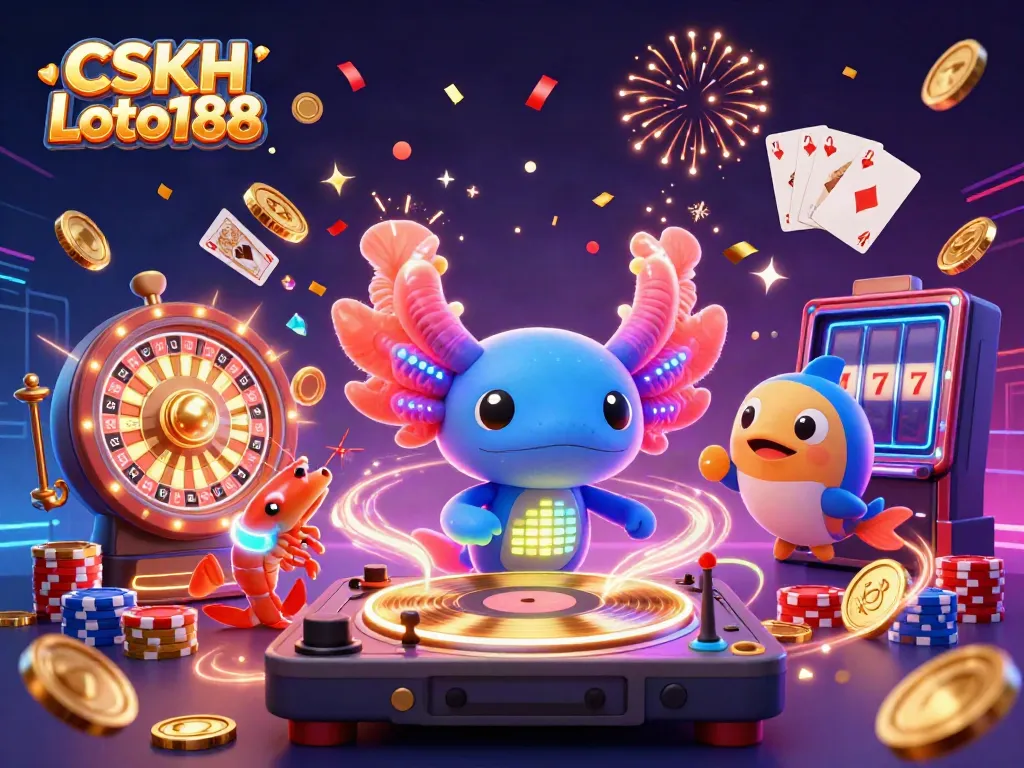 Celebrate at CSKH Loto188 with an exciting underwater casino scene featuring vibrant characters and game elements.